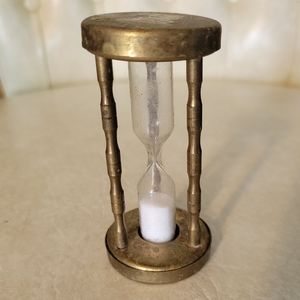 VTG Brass Hourglass Sand Timer Patina MCM